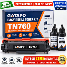 TN760 Refillable Toner Cartridge Kit 1PK Plus 2 Toner Bottles for Brother TN‑730 picture