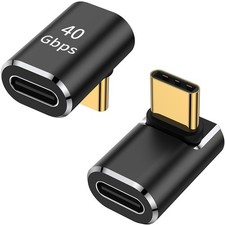 USB C 90 Degree Adapter, Right Angle L Shape USB Type C Male to Female 2 Pack picture