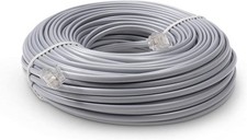 50 FT Feet Modular Phone Line Cord - High Quality 2 Conductor - Grey/Silver picture