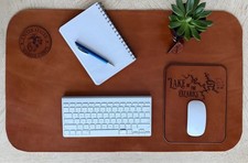 Large Leather Desk Mat 18x30 Brown Office Mouse Pad Desk Protector picture