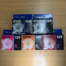 Lot Of 5 Genuine EPSON 159 Ink MBlk/PBlk/R/M/ O Exp. 2017 Sealed NEW picture