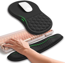 2in1 Keyboard Wrist Rest Mouse Pad Combo Memory Foam Ergonomic Curved Support picture