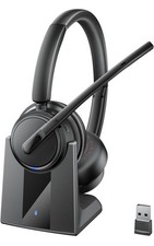 Mopchnic DH18 Wireless Over-Ear Headset Boom Mic Charging Base USB Dongle Black picture