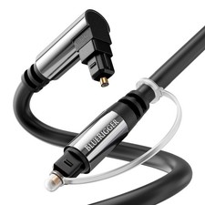 BlueRigger 90° Toslink Digital Optical Audio Cable 25FT - Fiber 25FT, Black picture