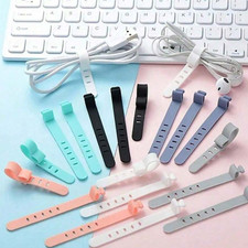5-20pc Silicone Cable Straps Wire Organizer Reusable MultiUse 5-Hole Cable Ties picture