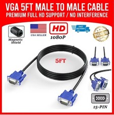 US Seller Fast Shipping 5FT VGA SVGA Cable Adapter Male to Male LCD PC TV picture