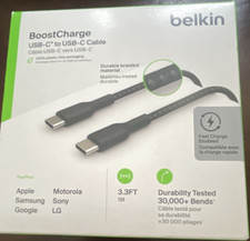 Belkin BoostCharge USB-C to USB-C Cable 3.3ft Braided Fast Charge USB-IF Black picture
