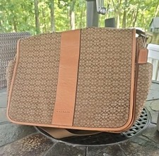 Coach Signature Hudson Commuter Messenger Bag F77004 Tan Laptop Diaper Work  picture