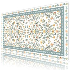 Spring Botanical Pink Floral Blue Boho Desk Mat for Keyboard and Mouse Desk Pad picture