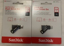 Two (2) BRAND NEW SanDisk Ultra Dual Drive Go USB Type-C 256GB Flash Drives picture