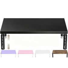 ECOLOVI Adjustable Wood Computer Monitor Stand Riser, Office 1-Tier, Black picture