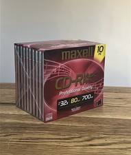 Maxell CD-R Music Pro 80 Minutes 700 MB X32 Compact Disc 10 Pack New Sealed picture