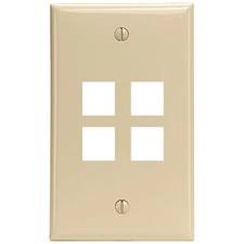 Leviton Ivory Quickport 4-Port Box Mount High Impact Plastic Wallplate 41080-4IP picture