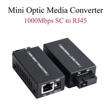 1Pair Mini Gigabit Fiber Optical Media Converter 100/1000Mbps SC to RJ45 Switch picture