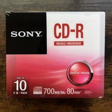 Sony CD-R Music Pack of 10, 80 Min, Jewel Case (New) picture
