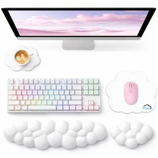Sushret Cloud Wrist Rest for Computer Keyboard and Mouse Pad Set, White picture