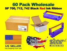 60 PACK - STAR SP-700 BLACK / RED Ribbon Ink RC700BR, SP700, 712, 742 Low Price picture