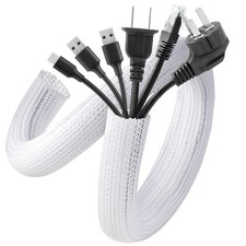 Cable Management Sleeve 2 Pack, 5ft White Cord Hider, 1.2 Inch Organizer picture