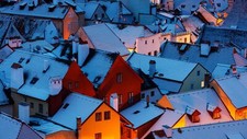 Landscape architecture building rooftops village snow Custom Gaming Mat Desk picture