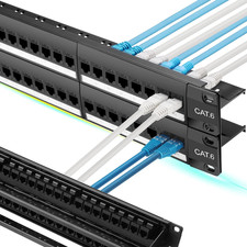 48 Port Cat6 Patch Panel with Inline Keystone 10G Support, Pass-Thru Coupler UTP picture