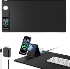 Mouse Pad with Magnetic Wireless Charging & Adjustable Phone Stand, 31.5
