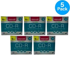 Maxell CD-R 700MB 80 Min 48x Recordable Discs Slim Jewel Cases (5 Pack) picture