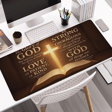 The Bible-Themed Oversized Mouse Pad Showcases Scripture Quotes about Strength picture