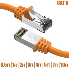 0.5FT - 10FT CAT8 RJ45 Network LAN Ethernet SFTP Cable 40Gbps 2GHz 26AWG Orange picture