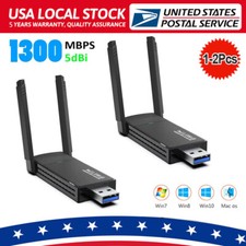 2X1 USB 3.0 Wireless WIFI Adapter 1300Mbps Long Range Dongle Dual Band Network picture