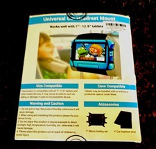 Universal Car Headrest Mount Holder 7-12.9in Tablets Black Nylon/Silicone picture