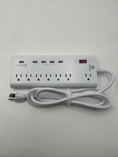 10Ft Extension Cord Multiple (7) Outlets With (5) USB Plugs Surge Protector picture