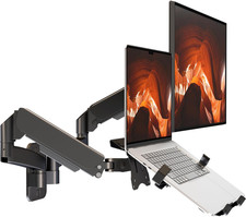 Monitor and Laptop Wall-Mount - Full Motion 2-In-1 Monitor Arm Fits Max 32