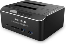 Hard Drive Docking Station RSHTECH USB 3.0 Aluminum Dual Bay Black  picture