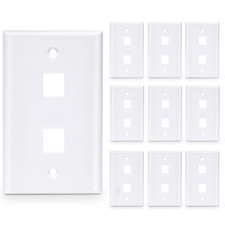 10 Pcs - 2 Port Wall Plate Keystone RJ45 Cat6 Cat5e Insert Jack White WallPlate picture