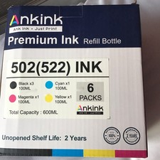Ankink 502(522) Ink Refill Bottle 6-Pack for Epson Black Cyan Magenta Yellow picture