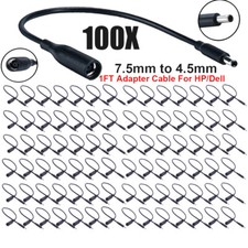 100Pcs DC/AC Power Charger Converter Adapter Cable 7.4mm To 4.5mm for Dell 1FT picture