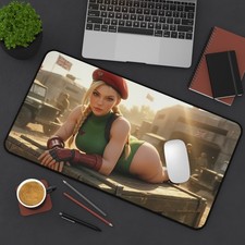 Cammy White Desk Mat, Street Fighter Mouse Pad, Anime Fighter Desk Decor picture