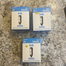 LOT OF 3 NEW ONN Ink Cartridges Compatible With HP 564 XL Black 10/24 picture