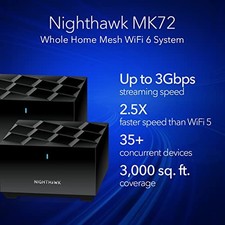 NETGEAR NIGHTHAWK ADVANCED WHOLE HOME MESH DUAL BAND WIFI 6 SYSTEM -  BLACK picture
