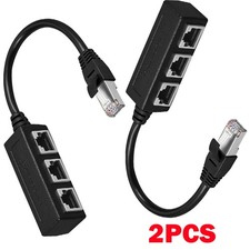 2x RJ45 Ethernet 1 to 3 Ports LAN Splitter Adapter Cable Network Connectors US picture