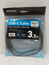Inland USB-A To USB-C Cable, USB3.1 Gen2 Nickel Plated, 3.3ft picture