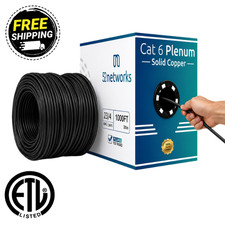 52Networks 1000FT Cat6 Plenum Solid Copper UTP Cable Black - ETL Listed picture