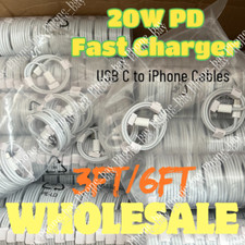 Wholesale Bulk Lot PD Cable 3Ft 6Ft For Apple iPhone 14/13/12/11/8 Charger Cord picture