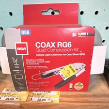 RCA COAX RG6 Quad Shield Compression Connector Kit Red F to F VHC145KITR picture