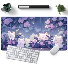 1pc Kawaii Cat Extended Purple Gaming Mouse Pad, Large Mouse Pad, Cute Desk Ma picture