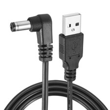 2Pcs 3.3ft USB A Type 5.5 x 2.1mm L-Shaped Head Power Connector Black picture
