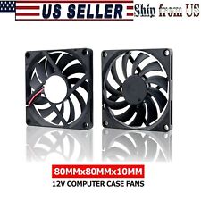 2X 12V DC 80mm Cooling Fan 80x80x10mm (2.4x2.4x0.4 in) for CPU PC Printer Laser picture