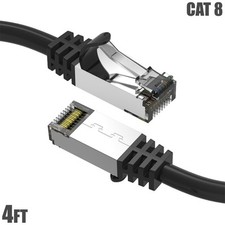 4FT CAT8 RJ45 Network LAN Ethernet SFTP Cable Copper 40Gbps 2GHz 26AWG Black picture