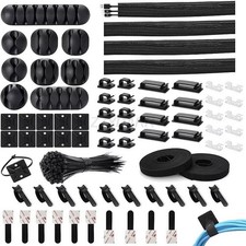 173Pcs Cable Management Kit Organizer Clips Sleeve Straps Ties Office Home picture