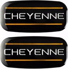 Pair Set 88-07 Cheyenne Cab Emblems Car Badge Logo Roof Pillar Chrome Golden picture